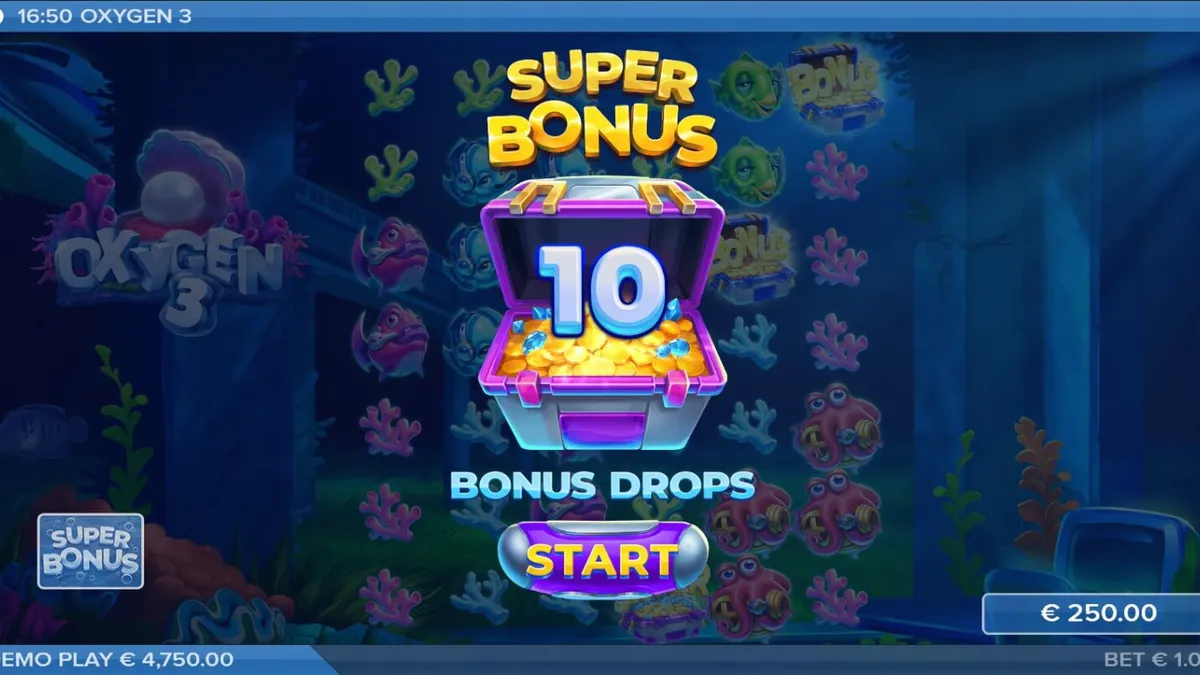 Tampilan visual slot Oxygen 3 dengan tema bawah laut yang futuristik
